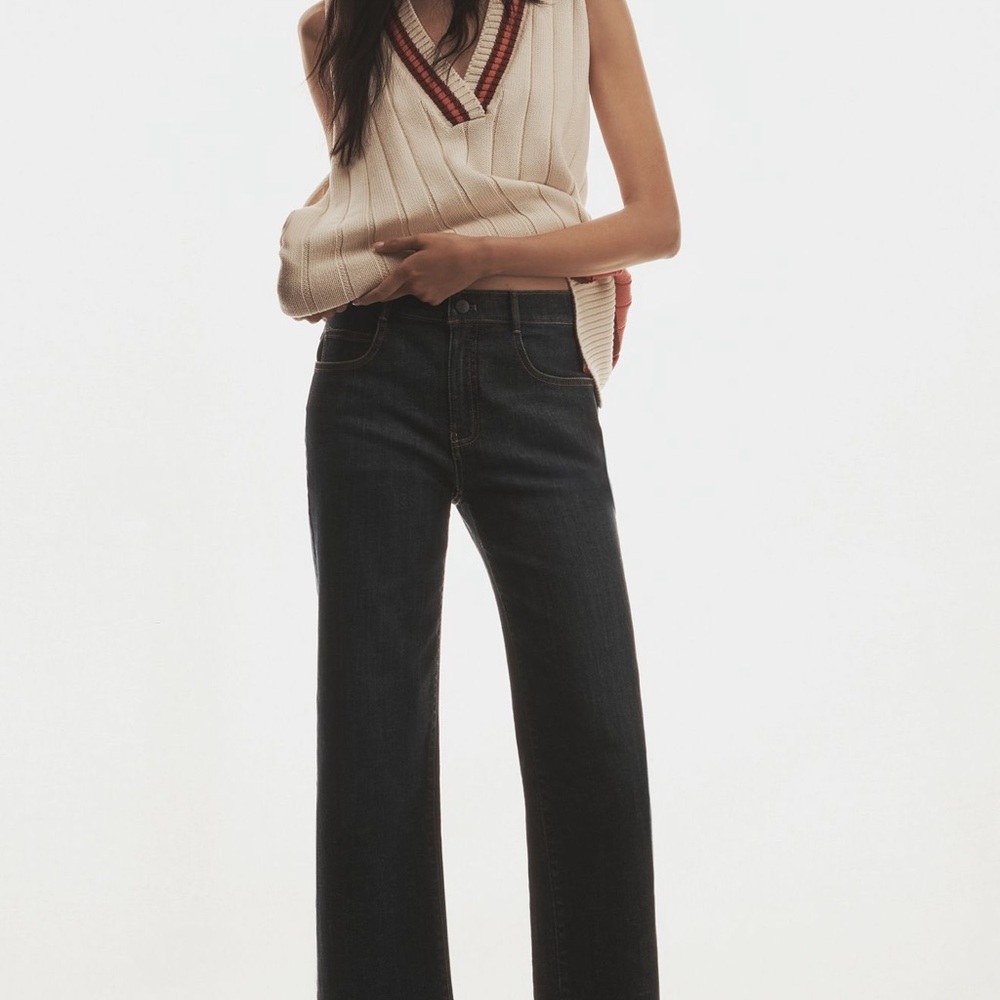 Maeve Cream and‎ Red V-Neck Sweater